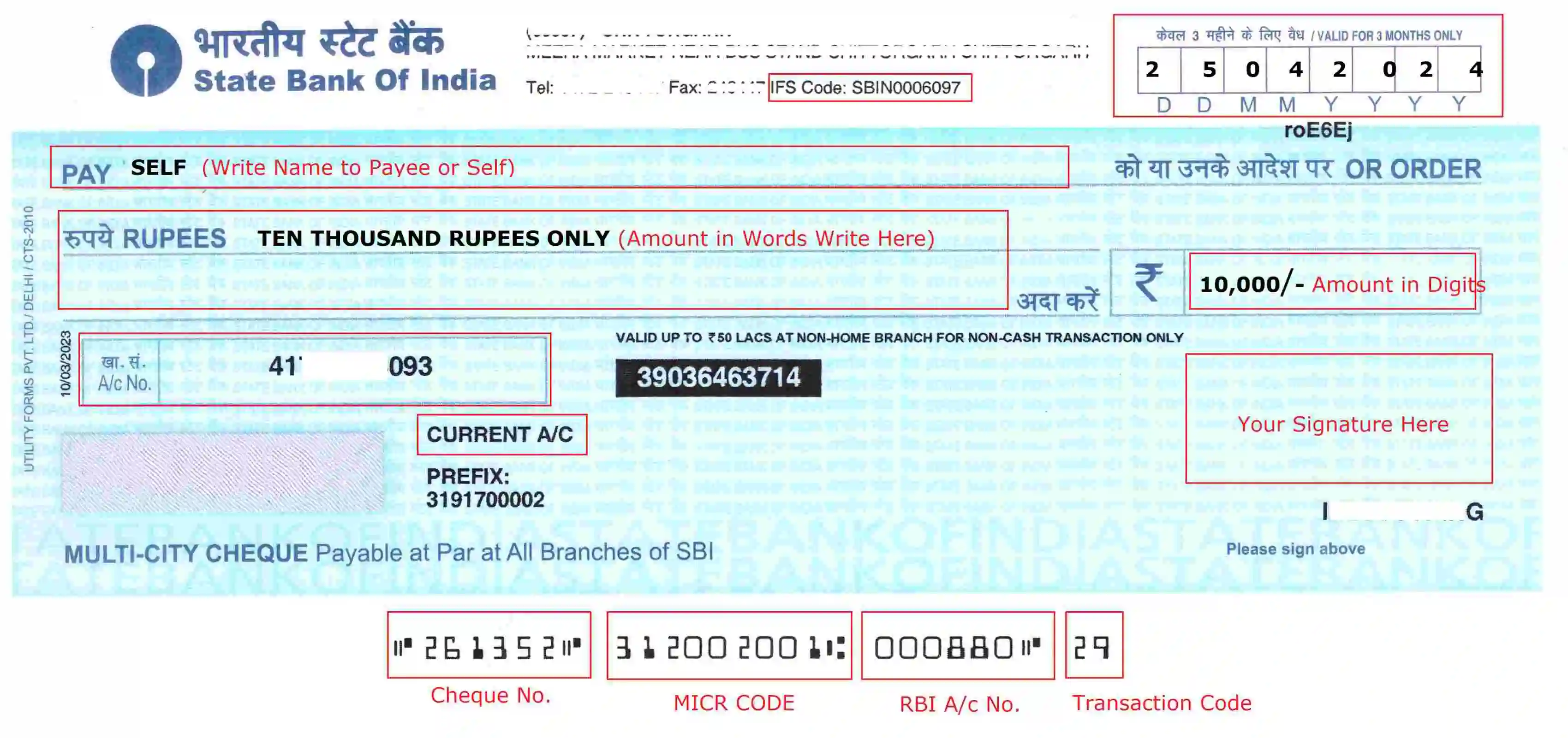 how to fill cheque